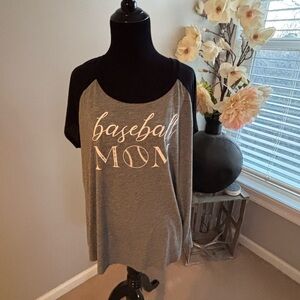 Torrid Gray and Black Baseball Mom Tee